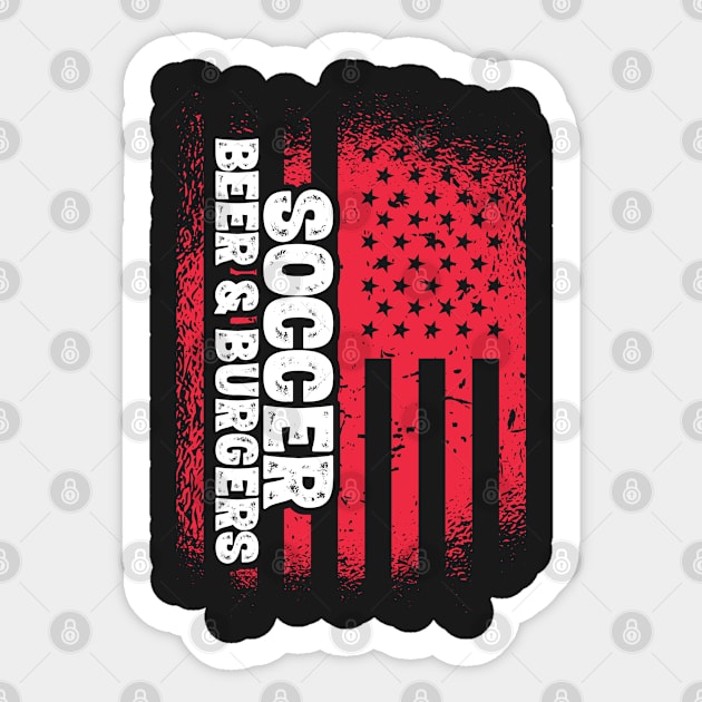 Soccer Beer And Burgers - US Flag print Sticker by theodoros20